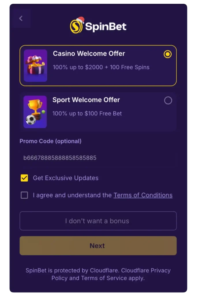 spinbet login
